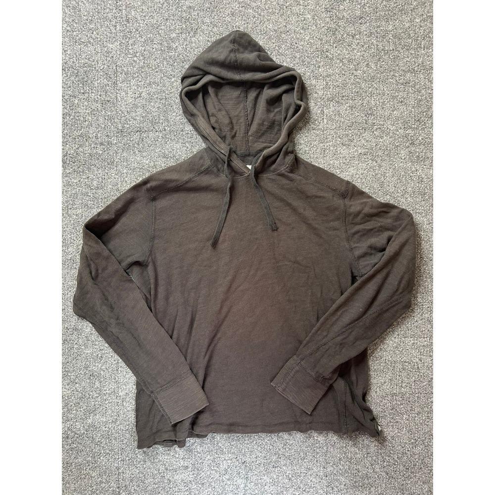 Rag & Bone Hoodie Mens Large Black Long Sleeve Slub Cotton Lightweight Tee